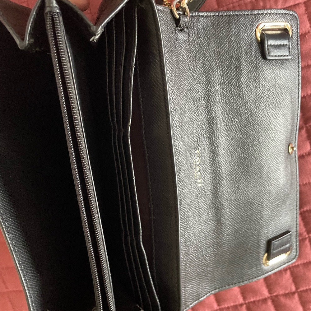 Coach Black Leather Clutch with Gold Accents - Picture 5 of 5
